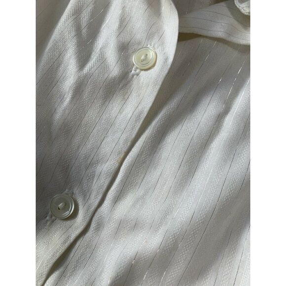 Our Fine Garments By Bell Womens Long Sleeve White Silver Top Small 6 Work - Picture 6 of 8